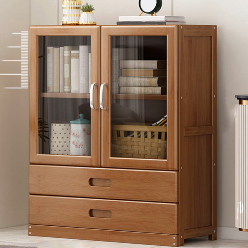 Wooden Standard Bookcase Modern Style Closed Back Bookshelf with Drawer Storage