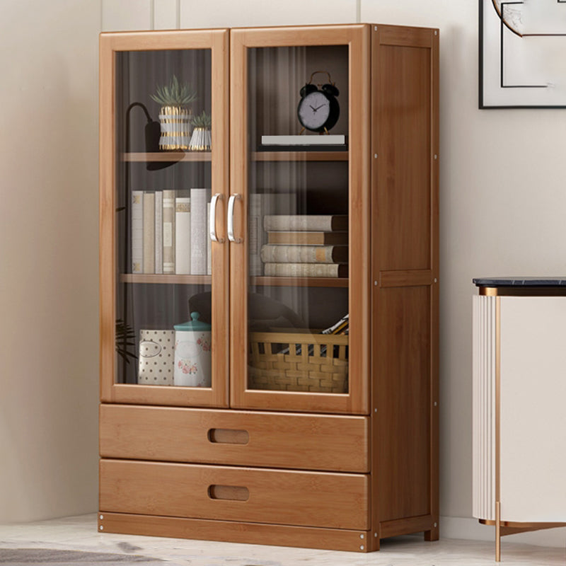 Wooden Standard Bookcase Modern Style Closed Back Bookshelf with Drawer Storage