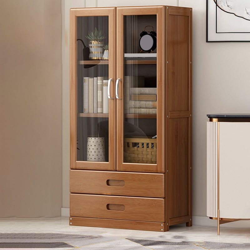 Wooden Standard Bookcase Modern Style Closed Back Bookshelf with Drawer Storage