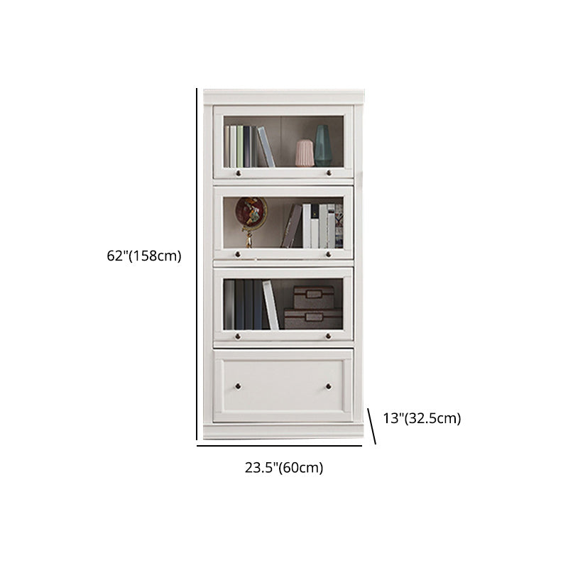 Contemporary Bookshelf With Doors Vertical Bookcase for Office Use