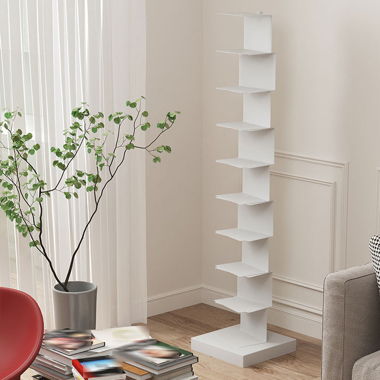 Contemporary Corner Bookcase Geometry Vertical Bookshelf for Living Room