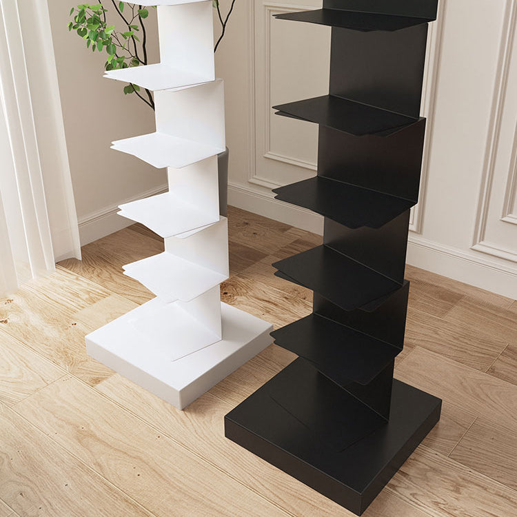 Contemporary Corner Bookcase Geometry Vertical Bookshelf for Living Room