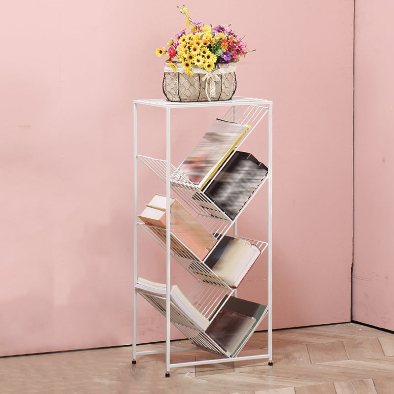 Contemporary Corner Bookcase Geometry Vertical Bookshelf for Living Room