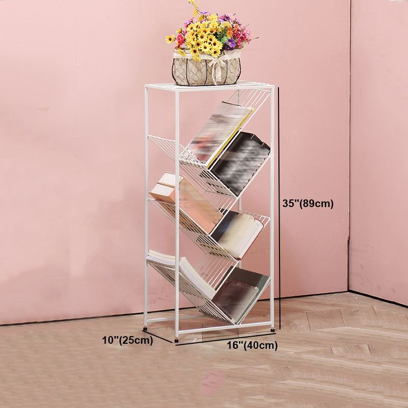 Contemporary Corner Bookcase Geometry Vertical Bookshelf for Living Room