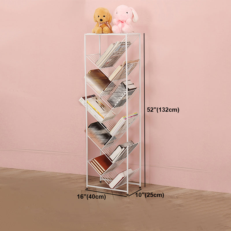 Contemporary Corner Bookcase Geometry Vertical Bookshelf for Living Room