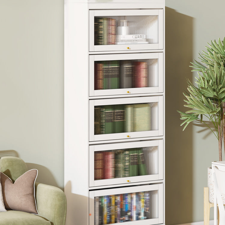 Urban Vertical Standard Bookcase White Manufactured Wood Bookshelf with Glass Doors