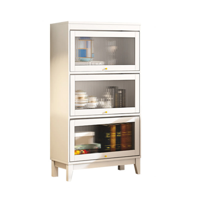 Urban Vertical Standard Bookcase White Manufactured Wood Bookshelf with Glass Doors