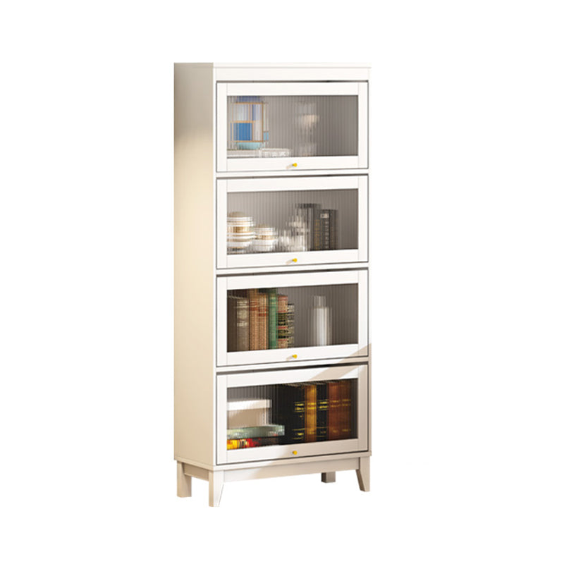 Urban Vertical Standard Bookcase White Manufactured Wood Bookshelf with Glass Doors