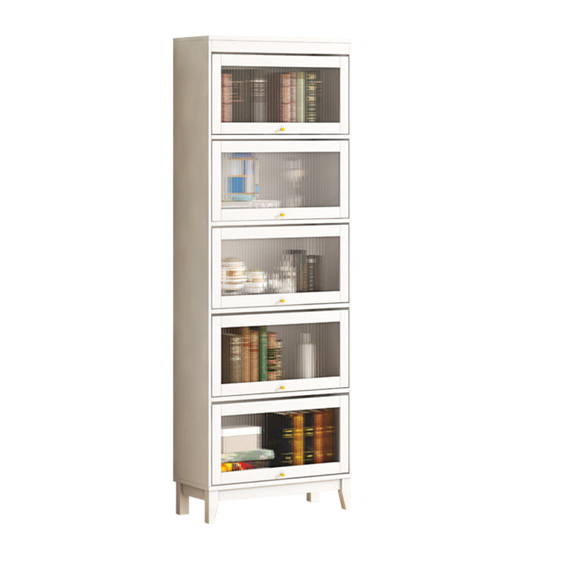 Urban Vertical Standard Bookcase White Manufactured Wood Bookshelf with Glass Doors
