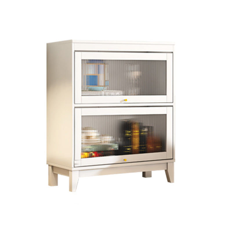 Urban Vertical Standard Bookcase White Manufactured Wood Bookshelf with Glass Doors
