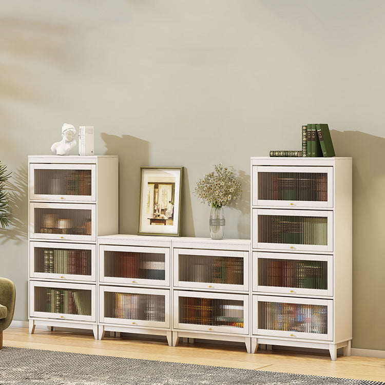Urban Vertical Standard Bookcase White Manufactured Wood Bookshelf with Glass Doors