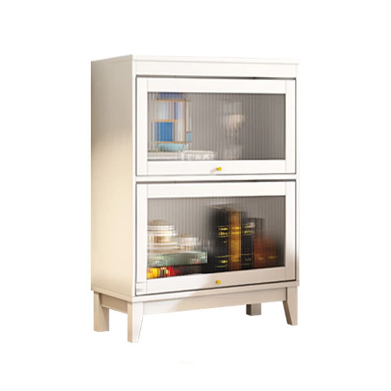 Urban Vertical Standard Bookcase White Manufactured Wood Bookshelf with Glass Doors