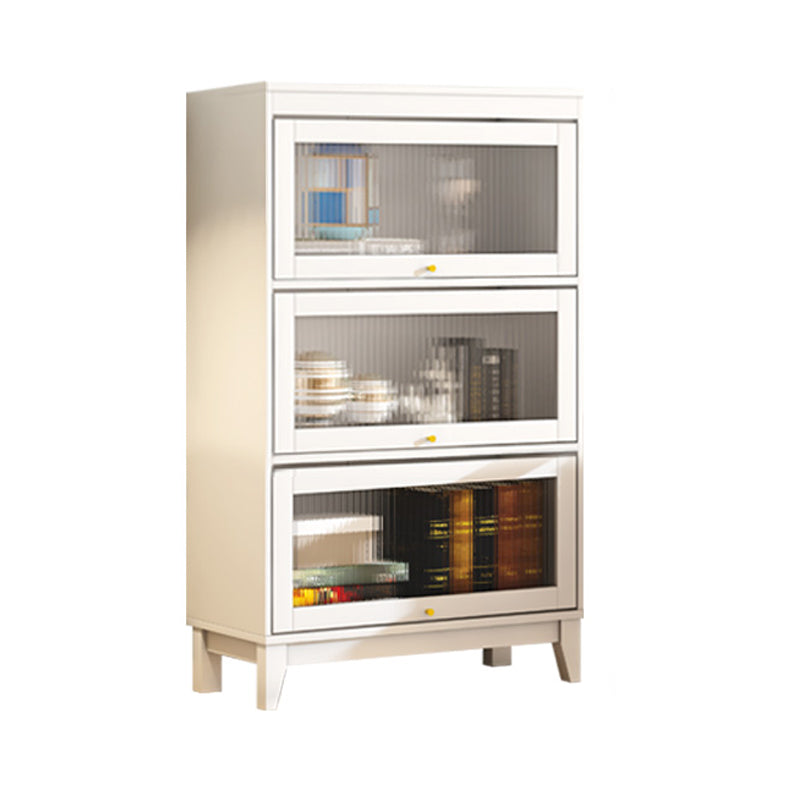 Urban Vertical Standard Bookcase White Manufactured Wood Bookshelf with Glass Doors