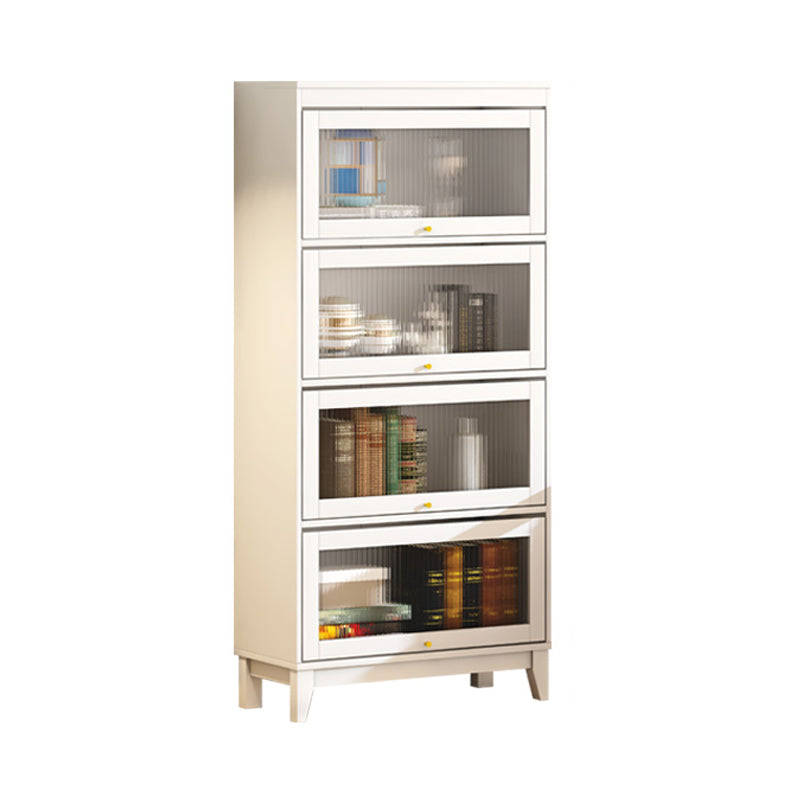 Urban Vertical Standard Bookcase White Manufactured Wood Bookshelf with Glass Doors
