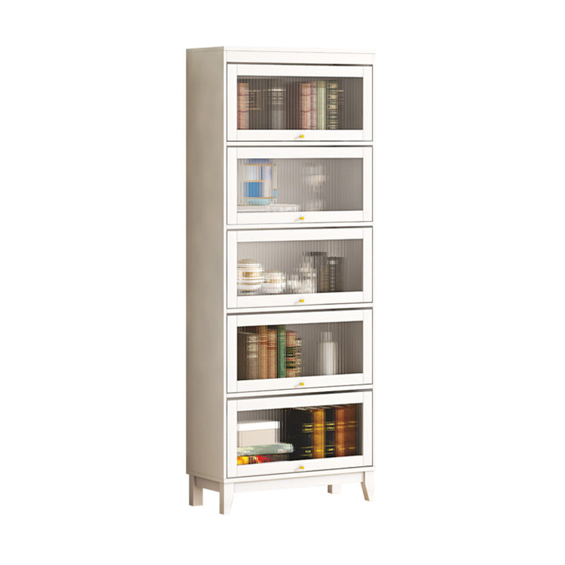 Urban Vertical Standard Bookcase White Manufactured Wood Bookshelf with Glass Doors