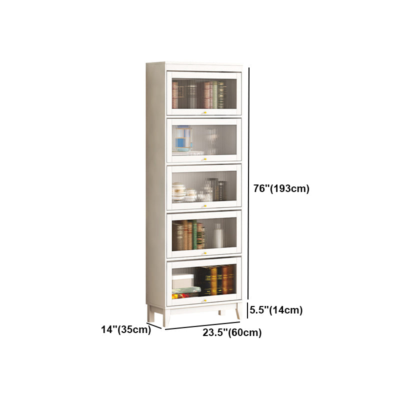 Urban Vertical Standard Bookcase White Manufactured Wood Bookshelf with Glass Doors