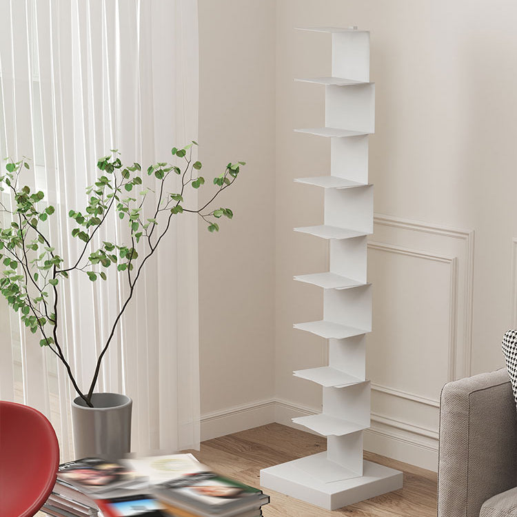 Contemporary Corner Bookshelf Closed Back Iron Vertical Bookcase