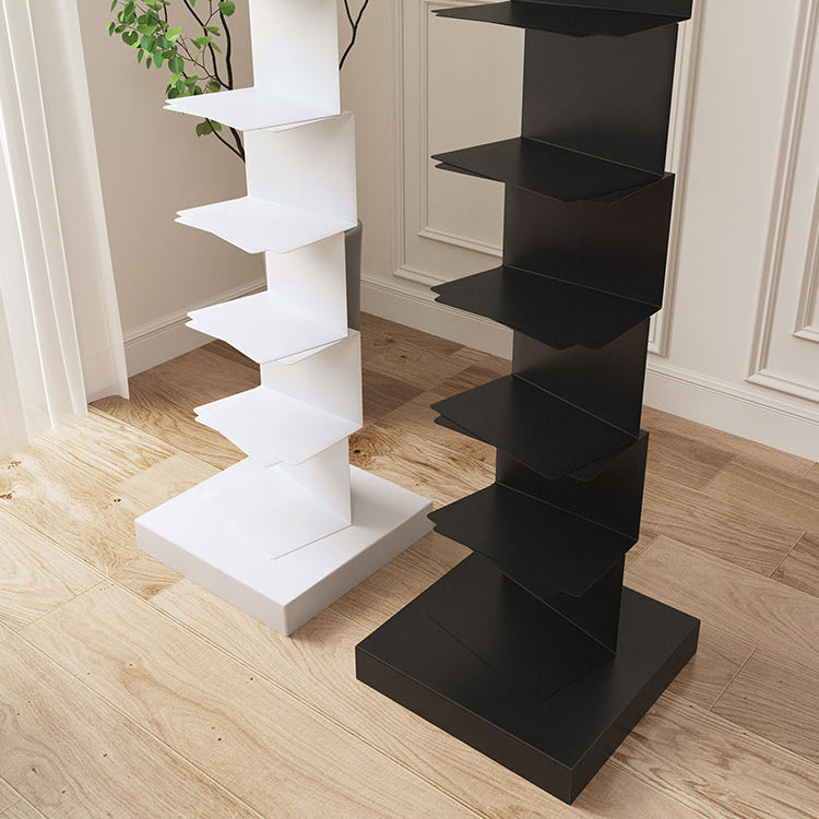 Contemporary Corner Bookshelf Closed Back Iron Vertical Bookcase