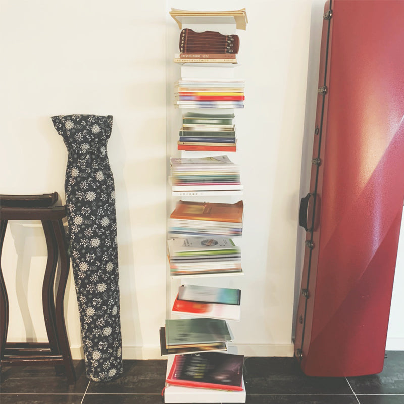 Contemporary Corner Bookshelf Closed Back Iron Vertical Bookcase