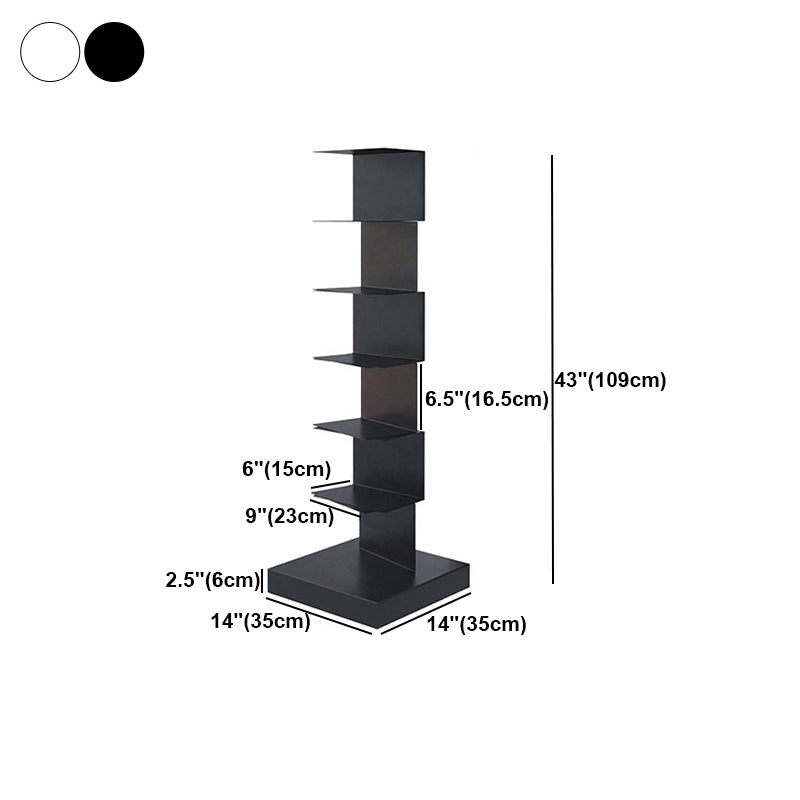 Contemporary Corner Bookshelf Closed Back Iron Vertical Bookcase