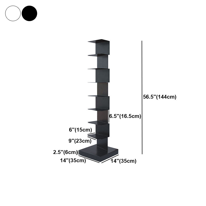 Contemporary Corner Bookshelf Closed Back Iron Vertical Bookcase