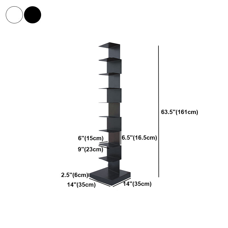 Contemporary Corner Bookshelf Closed Back Iron Vertical Bookcase