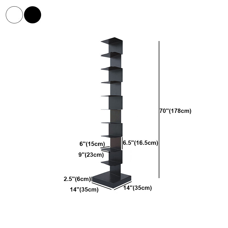 Contemporary Corner Bookshelf Closed Back Iron Vertical Bookcase