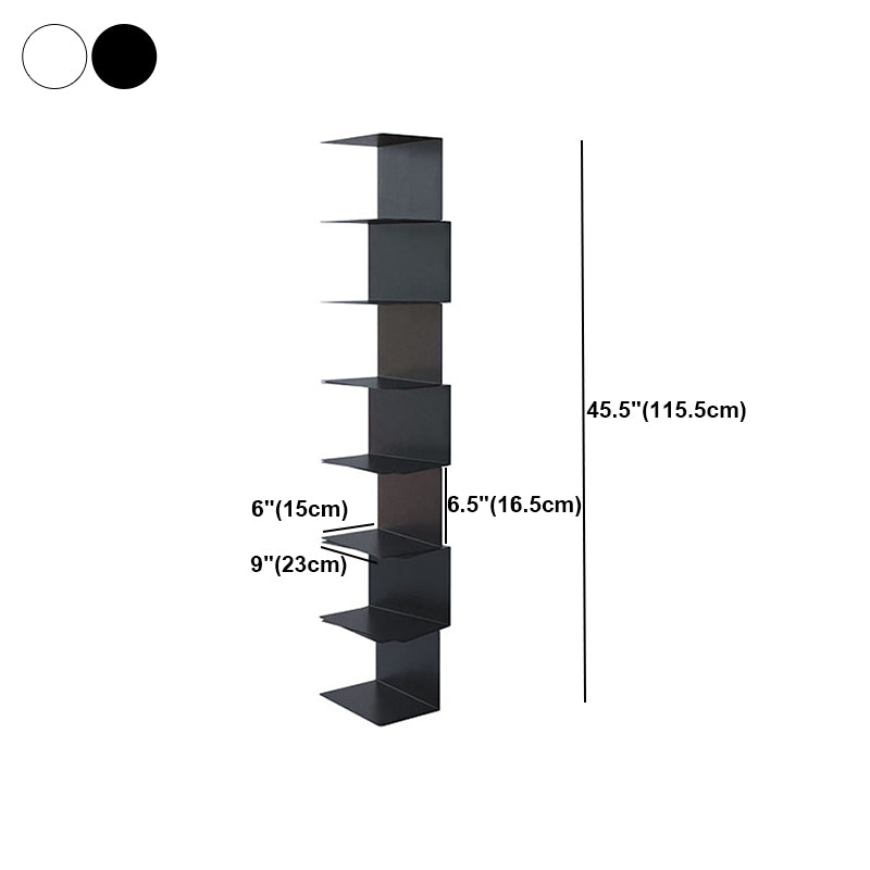 Contemporary Corner Bookshelf Closed Back Iron Vertical Bookcase