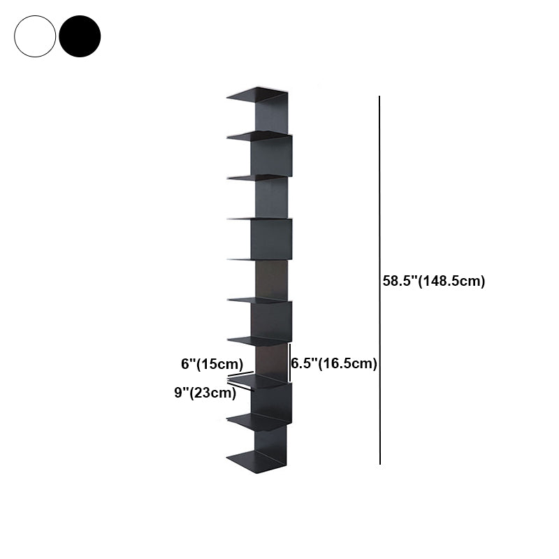 Contemporary Corner Bookshelf Closed Back Iron Vertical Bookcase