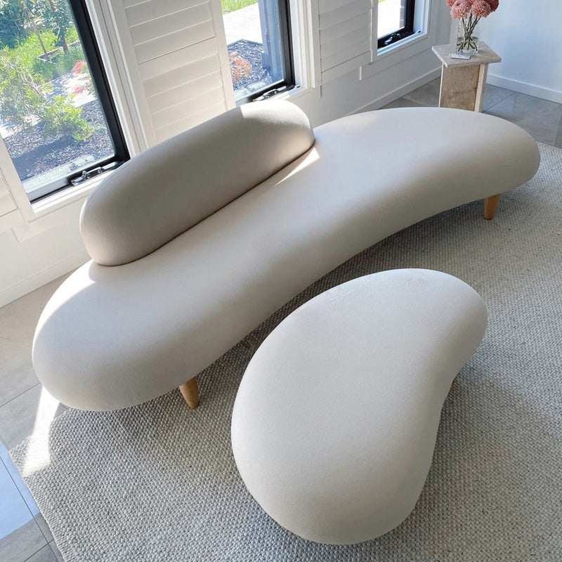 Contemporary Cream Velvet Tight Back Armless Sofa/Sectional with Wear-Resistant