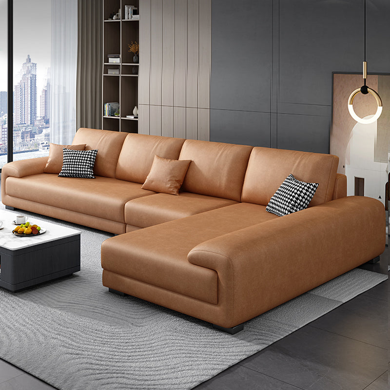 133.9"W √ó 70.87"D √ó35.43"H Faux Leather Pillow Top Arm Sectional with Stain-Resistant