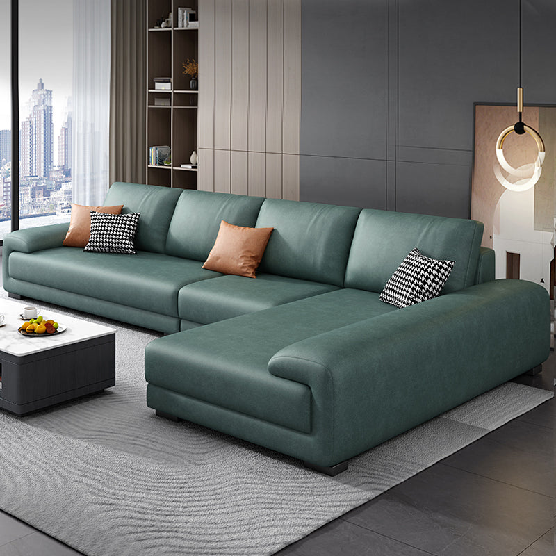133.9"W √ó 70.87"D √ó35.43"H Faux Leather Pillow Top Arm Sectional with Stain-Resistant