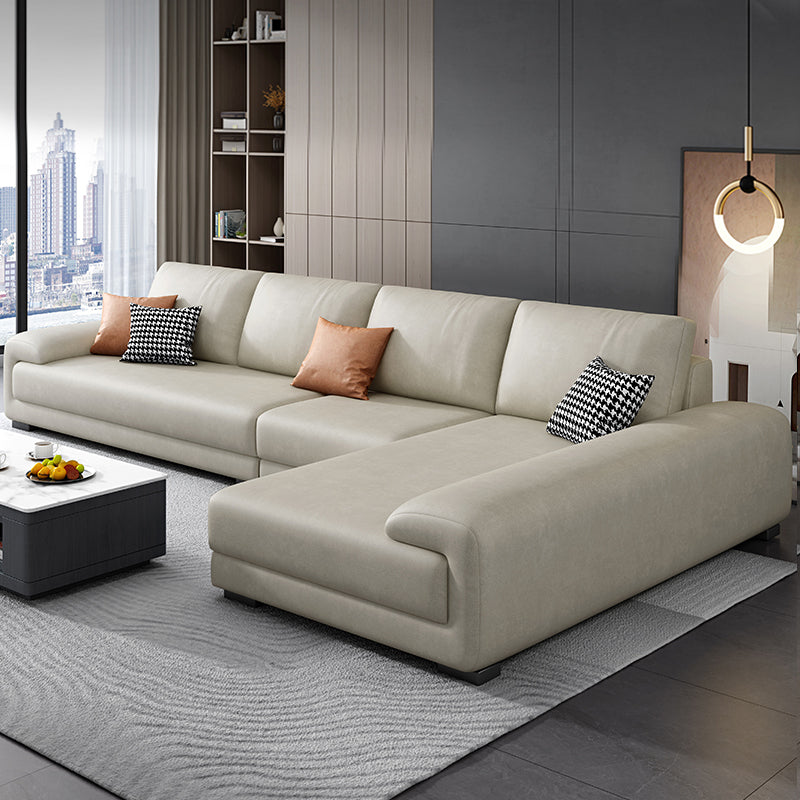 133.9"W √ó 70.87"D √ó35.43"H Faux Leather Pillow Top Arm Sectional with Stain-Resistant