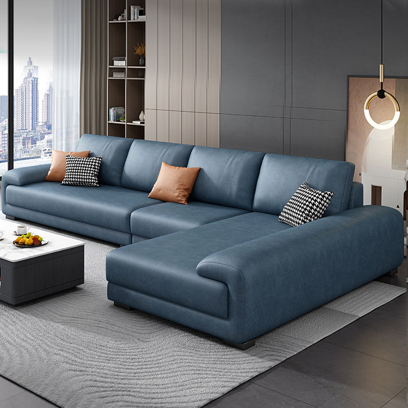 133.9"W √ó 70.87"D √ó35.43"H Faux Leather Pillow Top Arm Sectional with Stain-Resistant