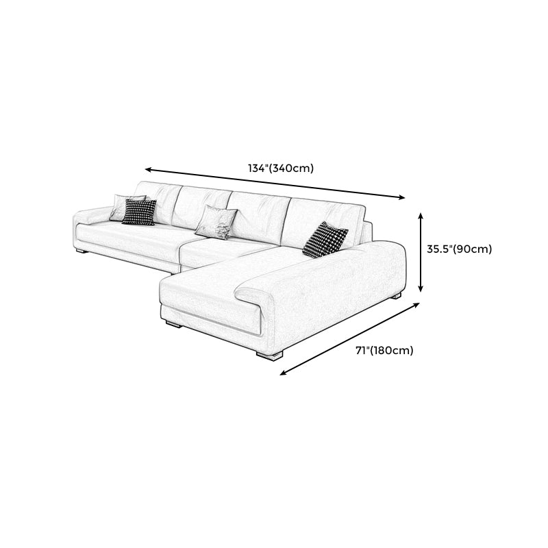 133.9"W √ó 70.87"D √ó35.43"H Faux Leather Pillow Top Arm Sectional with Stain-Resistant