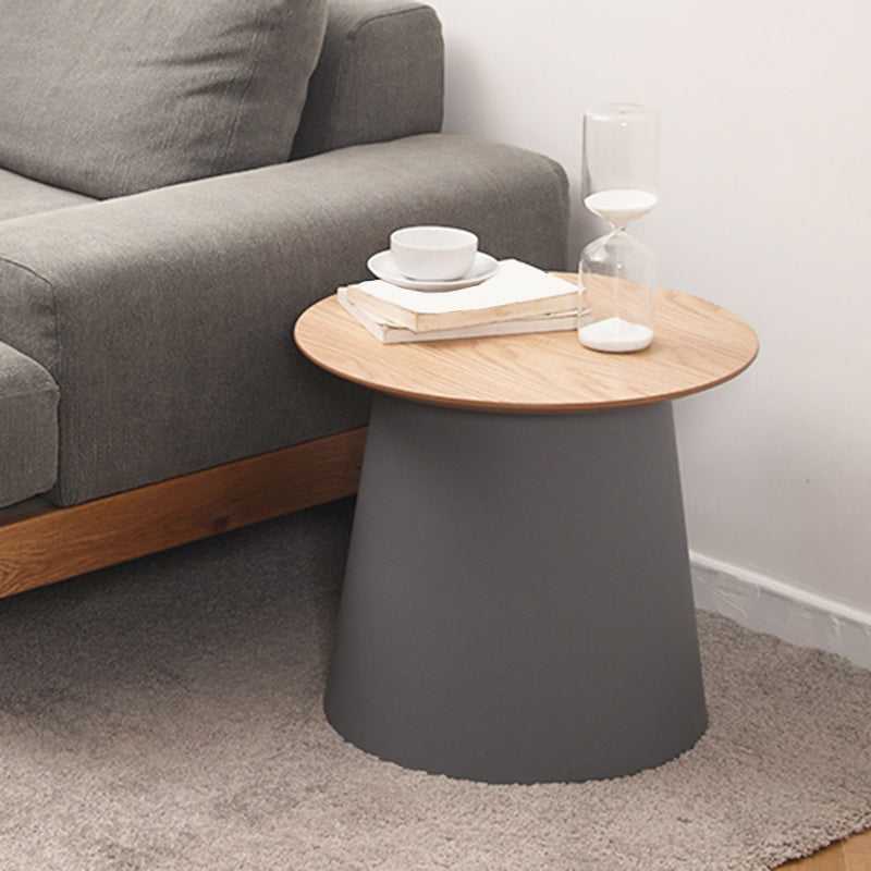 Pedestal Base Design Cocktail Table RoundSolid Wood/acrylic Top Coffee Table