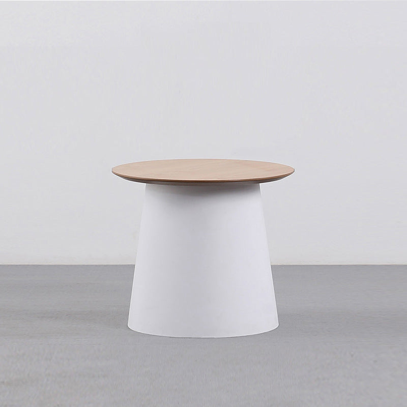 Pedestal Base Design Cocktail Table RoundSolid Wood/acrylic Top Coffee Table