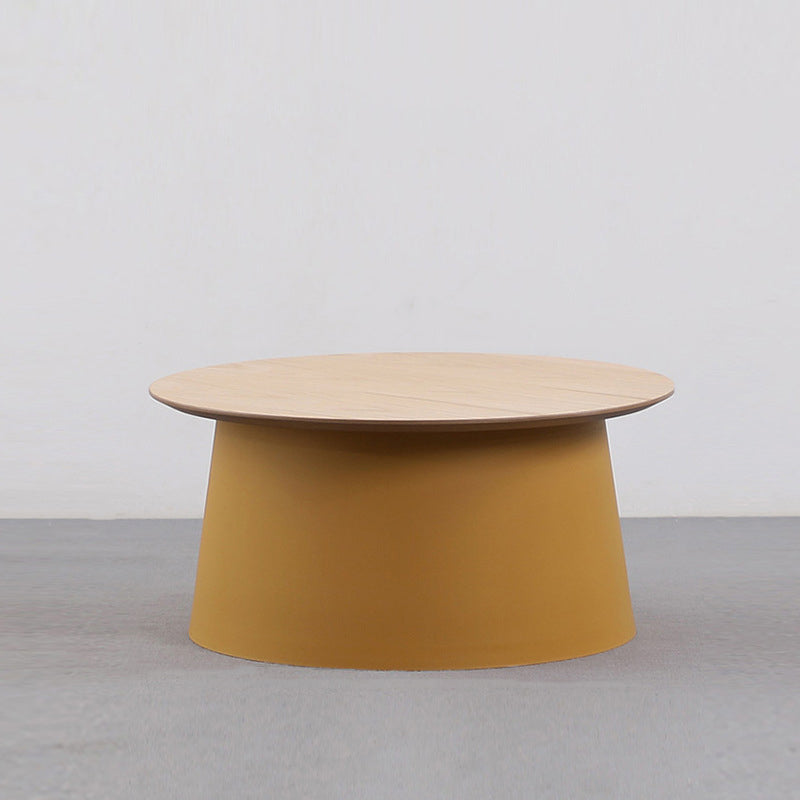 Pedestal Base Design Cocktail Table RoundSolid Wood/acrylic Top Coffee Table