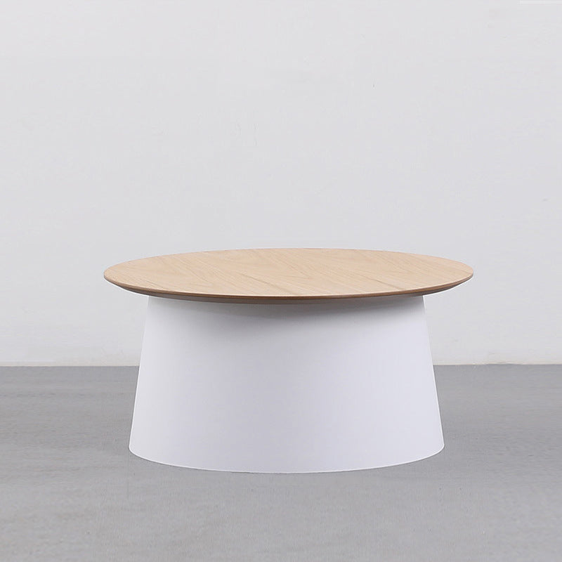 Pedestal Base Design Cocktail Table RoundSolid Wood/acrylic Top Coffee Table