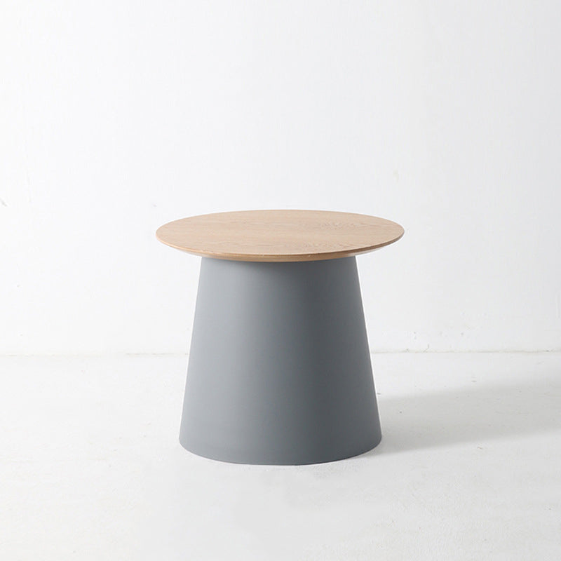 Pedestal Base Design Cocktail Table RoundSolid Wood/acrylic Top Coffee Table