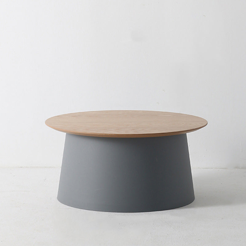Pedestal Base Design Cocktail Table RoundSolid Wood/acrylic Top Coffee Table