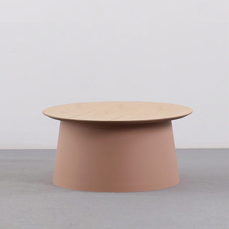 Pedestal Base Design Cocktail Table RoundSolid Wood/acrylic Top Coffee Table