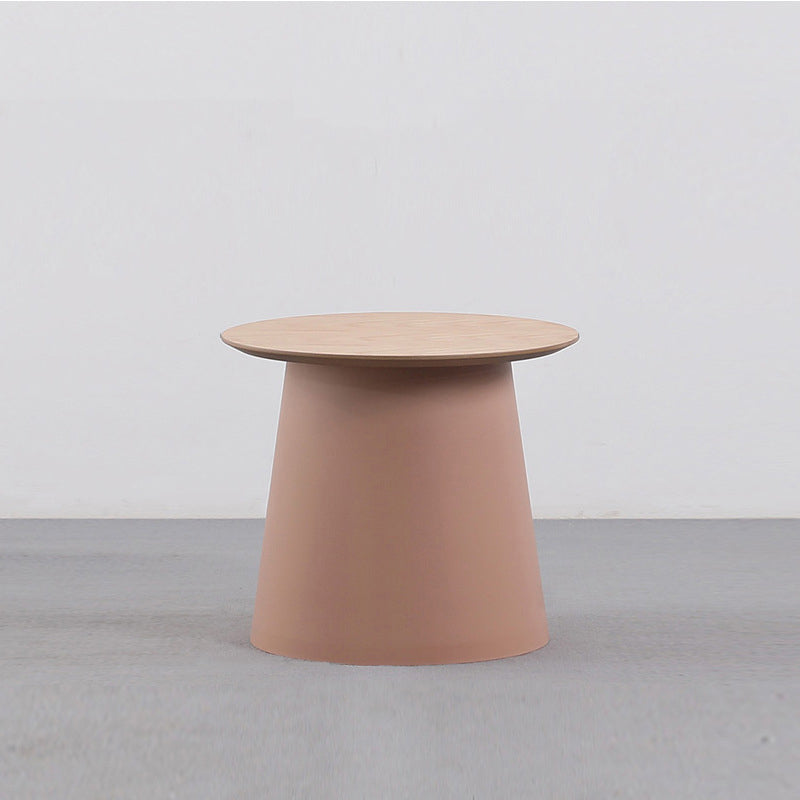 Pedestal Base Design Cocktail Table RoundSolid Wood/acrylic Top Coffee Table