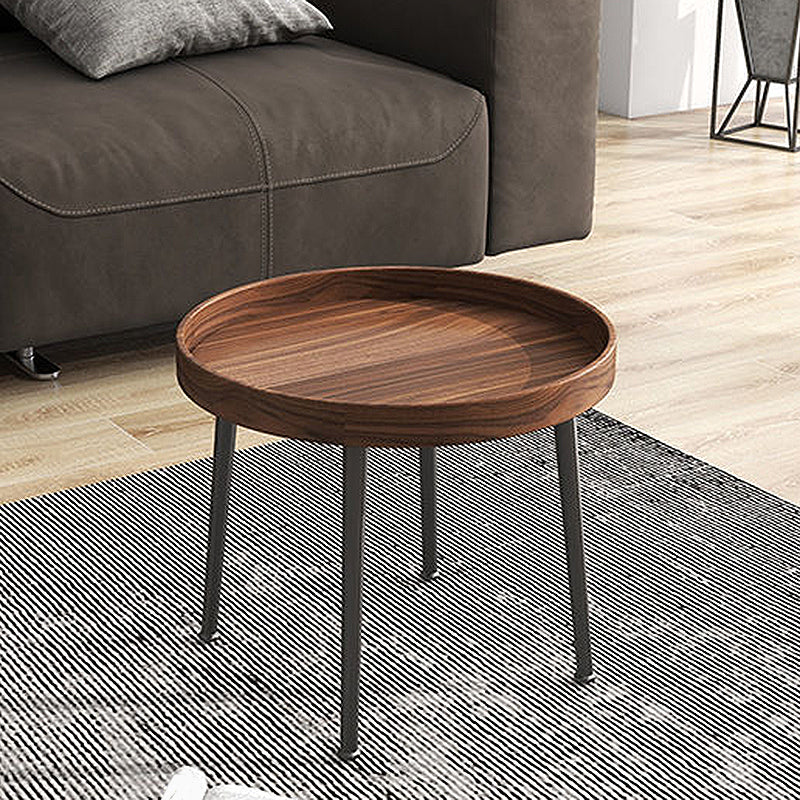 French Country Style Cocktail Table Walnut/black Solid Wood Round Coffee Table