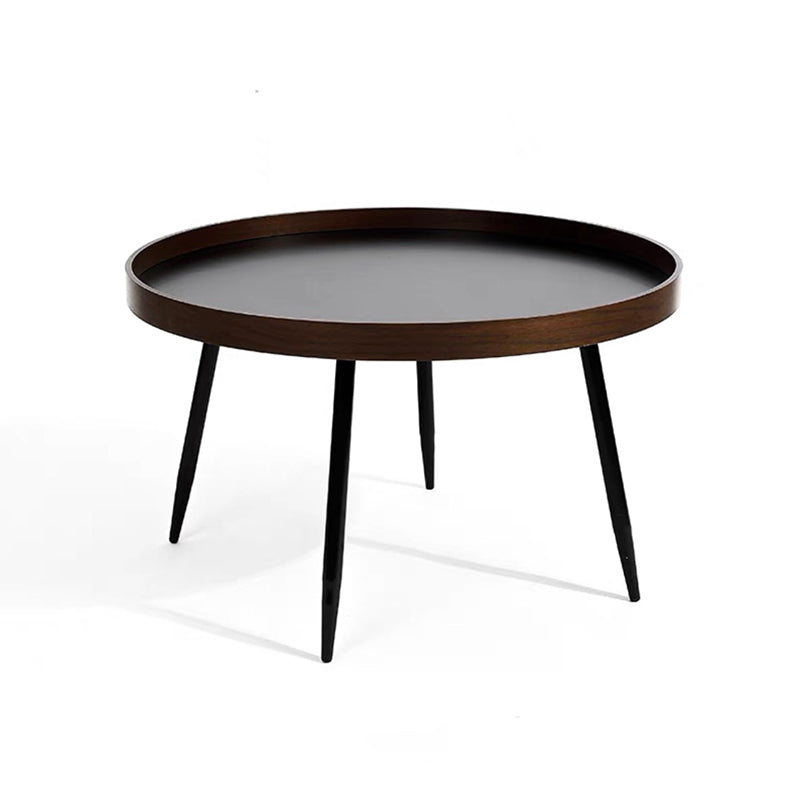 French Country Style Cocktail Table Walnut/black Solid Wood Round Coffee Table