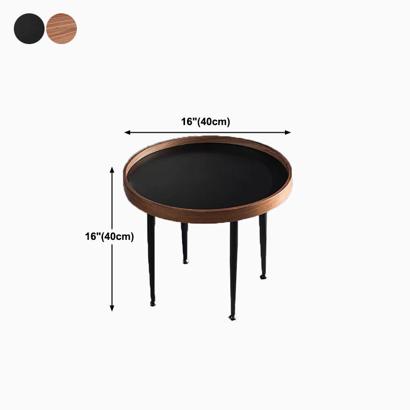 French Country Style Cocktail Table Walnut/black Solid Wood Round Coffee Table