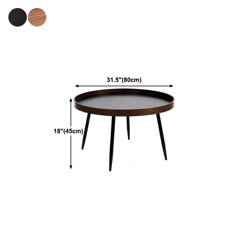French Country Style Cocktail Table Walnut/black Solid Wood Round Coffee Table
