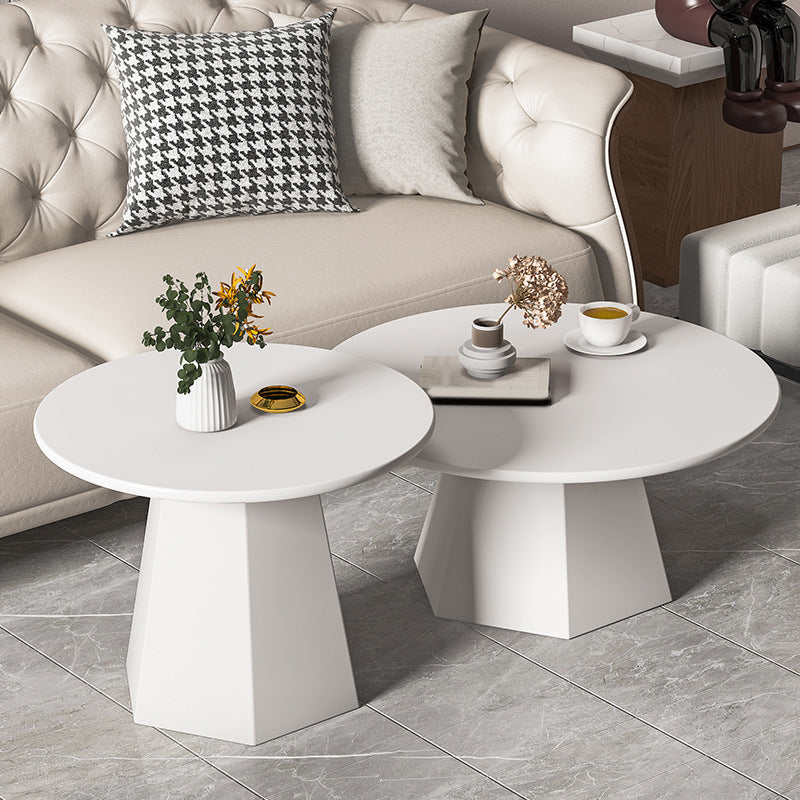 Pedestal Base Designed Cocktail Table White/black Metal Circular Coffee Table