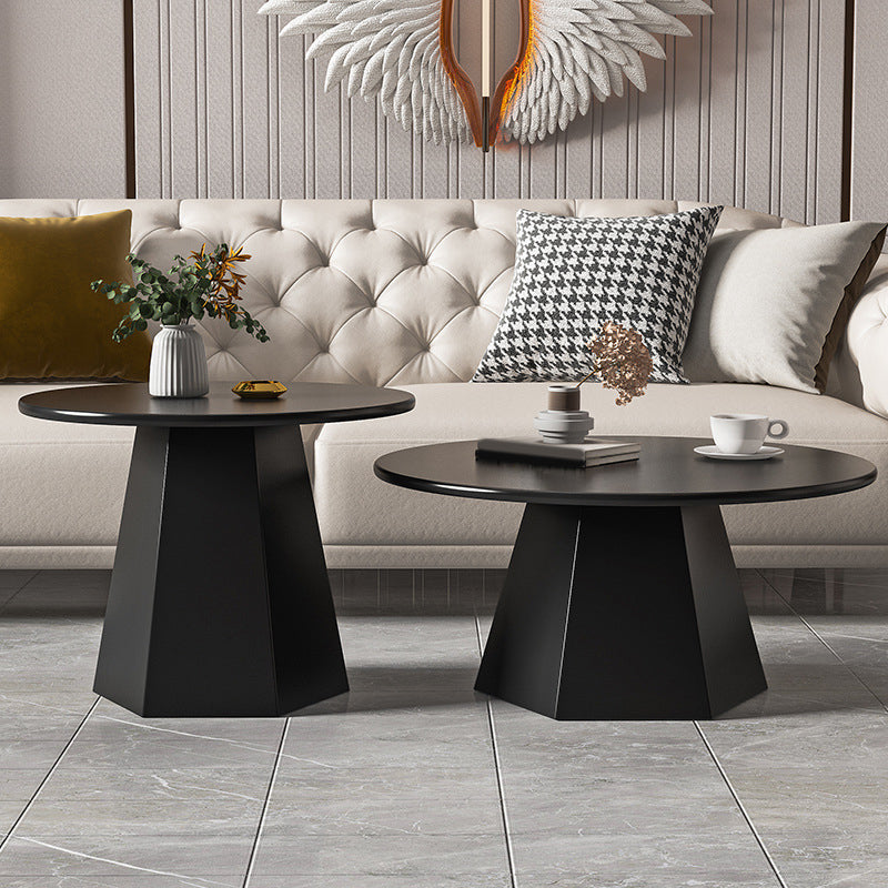 Pedestal Base Designed Cocktail Table White/black Metal Circular Coffee Table