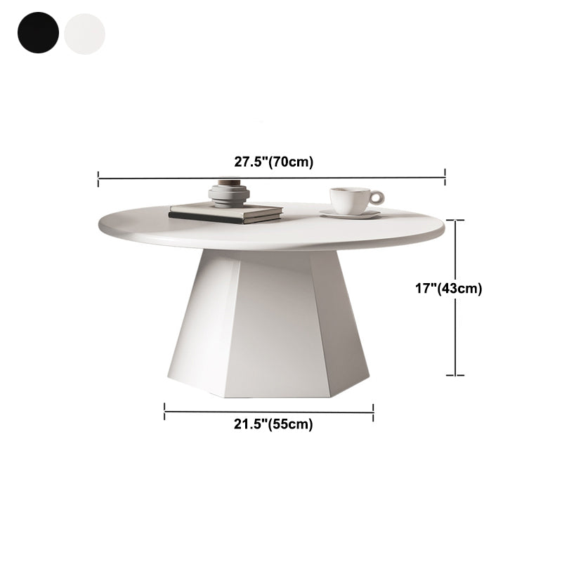 Pedestal Base Designed Cocktail Table White/black Metal Circular Coffee Table